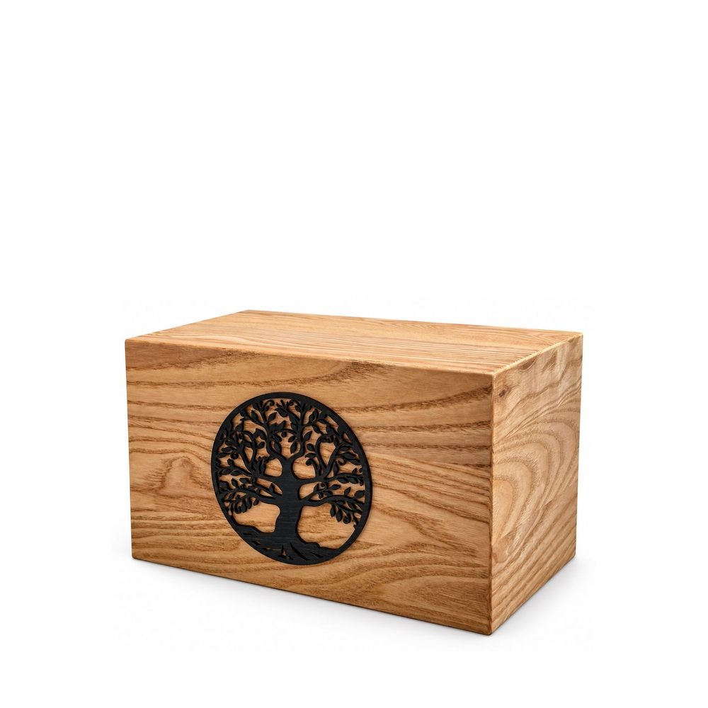Organic Tree of Eternity urn in natural wood